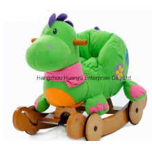 Lavable de doble función de madera mecedora de animales dinosaurios con salvaguardia